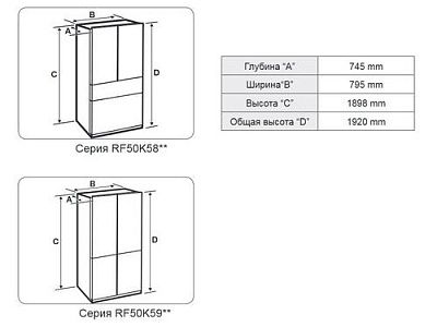 Холодильник многодверный Samsung RF50K5920S8/WT серебристый