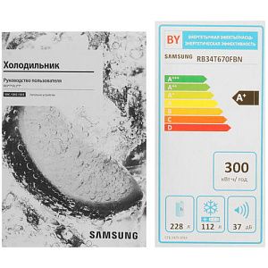 Холодильник с морозильником Samsung RB34T670FBN/WT черный