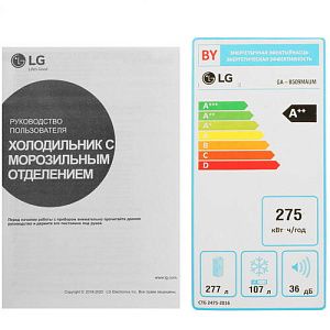 Холодильник с морозильником LG GA-B509MAUM серебристый
