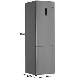Холодильник с морозильником LG GA-B509CAQM серебристый