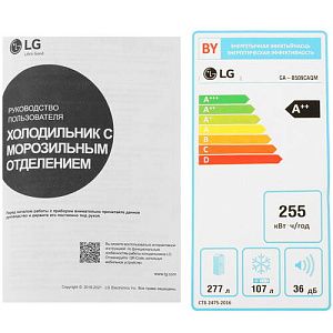 Холодильник с морозильником LG GA-B509CAQM серебристый